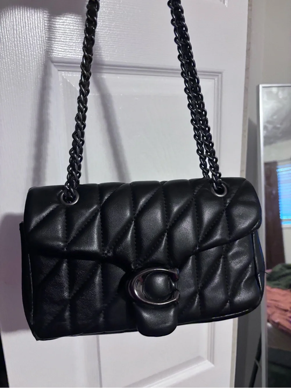 Black Quilted Chain Shoulder Bag - Women